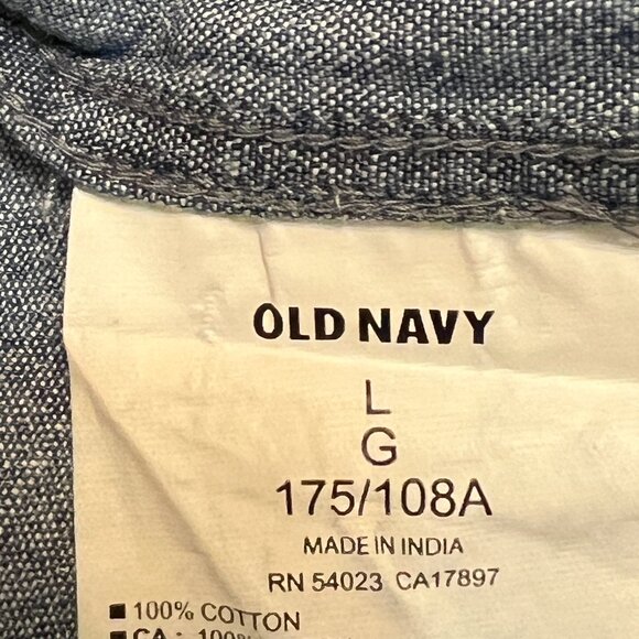 Old Navy Men's Button Down Shirt Slim Fit Chambray Short Sleeve Size Large - Picture 4 of 7